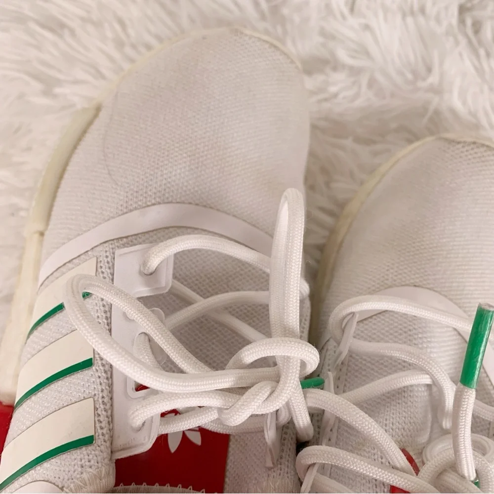 Adidas Kids White,‎ Red, and Green nmd Sneakers